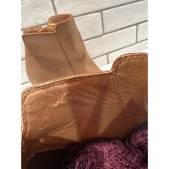 Lucky Brand Boots 7.5 Booties Shaynah Taupe Brown Suede Zip Block Heel Ankle - Picture 3 of 6
